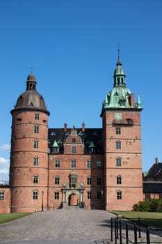 Castle of Vallo, Denmark on a sunny summer day. Royal Denmark.