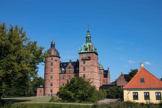 Castle of Vallo, Denmark on a sunny summer day. Royal Denmark.