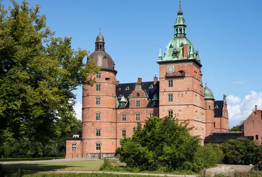 Castle of Vallo, Denmark on a sunny summer day. Royal Denmark.