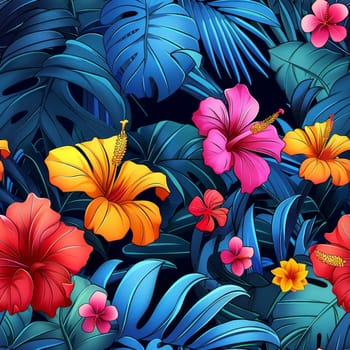 Tropical Floral Seamless Jungle Pattern. Ai generated