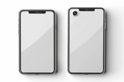 Two white phones are placed side by side on a plain white background. Mockup