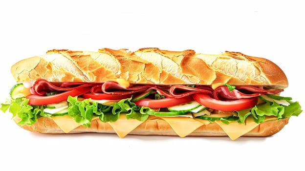 Perfect baguette sandwich, fast food chain menu commercial design