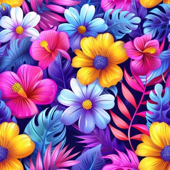 Tropical Floral Seamless Jungle Pattern. Ai generated