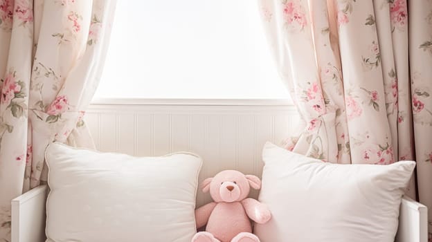 Baby room decor and interior design inspiration in beautiful English countryside style cottage