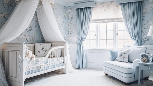 Baby room decor and interior design inspiration in beautiful English countryside style cottage