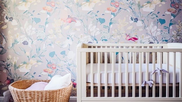 Baby room decor and interior design inspiration in beautiful English countryside style cottage