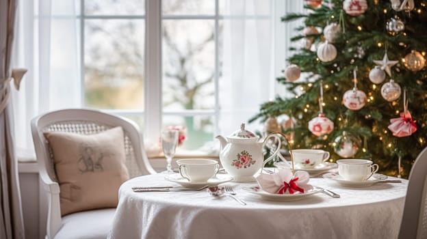 Christmas holiday family breakfast, table setting decor and festive tablescape, English country and home styling inspiration