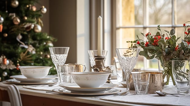 Christmas holiday family breakfast, table setting decor and festive tablescape, English country and home styling inspiration