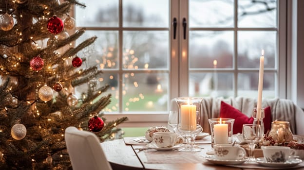 Christmas holiday family breakfast, table setting decor and festive tablescape, English country and home styling inspiration