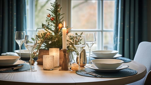 Christmas holiday family breakfast, table setting decor and festive tablescape, English country and home styling inspiration