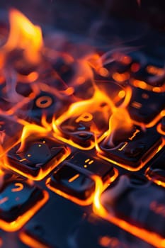 Illustration of burning Keyboard in fire flames