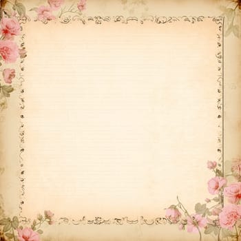 Square blank vintage floral paper background for printable digital paper, art stationery and greeting card illustration idea