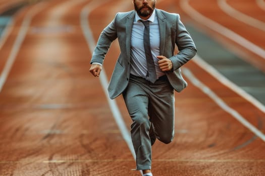 Professional businessman running towards his business goals