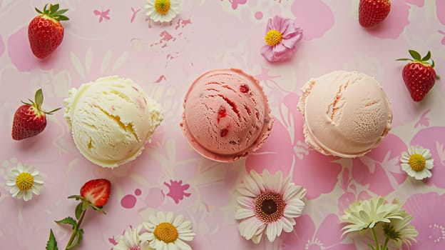 Ice cream colourful summer treat, sweet dessert in summertime, holiday food idea