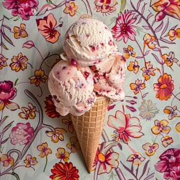 Ice cream colourful summer treat, sweet dessert in summertime, holiday food idea