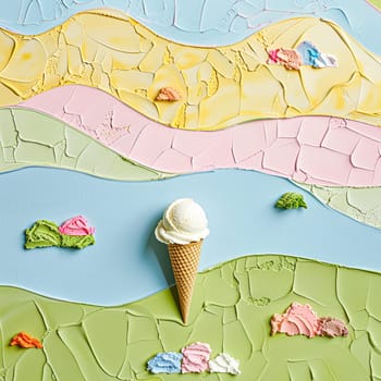 Ice cream colourful summer treat, sweet dessert in summertime, holiday food idea