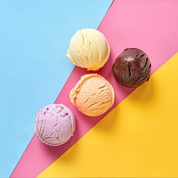 Ice cream colourful summer treat, sweet dessert in summertime, holiday food idea