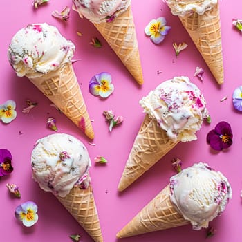 Ice cream colourful summer treat, sweet dessert in summertime, holiday food idea