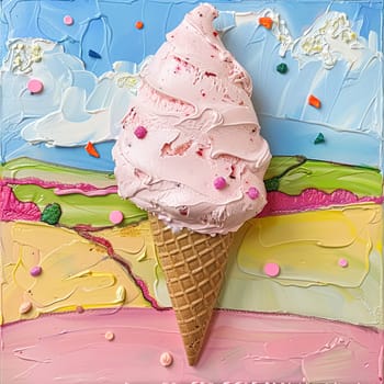 Ice cream colourful summer treat, sweet dessert in summertime, holiday food idea