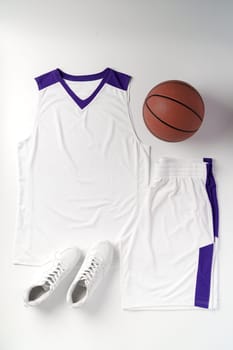 Basketball uniform on white background top view flat lay