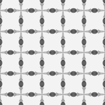 Textile ready artistic print, swimwear fabric, wallpaper, wrapping. Black and white vibrant boho chic summer design. Ikat repeating swimwear design. Watercolor ikat repeating tile border.