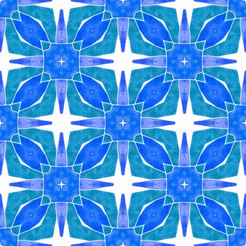 Repeating striped hand drawn border. Blue amazing boho chic summer design. Textile ready remarkable print, swimwear fabric, wallpaper, wrapping. Striped hand drawn design.