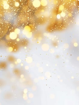 Glistening gold particles fall like snowflakes in this enchanting winter background. The image captures the essence of a luxurious holiday season