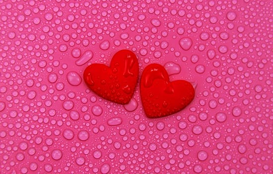 Wet heart background valentine. Selective focus. Red love.