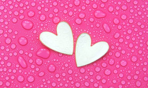 Wet heart background valentine. Selective focus. Red love.
