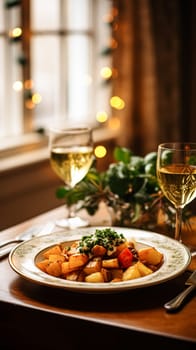 Winter holiday meal for dinner celebration menu, main course festive dish for Christmas, family event, New Year and holidays, English country food recipe idea