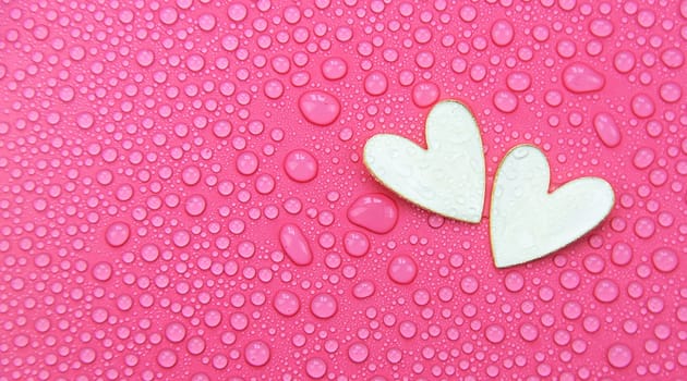 Wet heart background valentine. Selective focus. Red love.