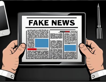 Fake news propaganda- conspiracy theories- disinformation, manipulation- news headline. illustration