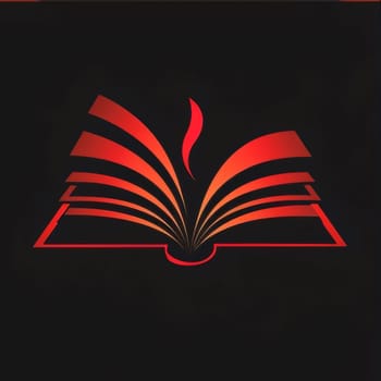 World Book Day: Open book with a red cover on a black background. Vector illustration
