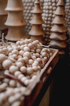 Stunning holiday decorations displayed on the shop counter. High quality photo