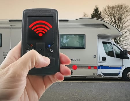 Car alarm system for motorhomes. Car security system. Security lock concept.