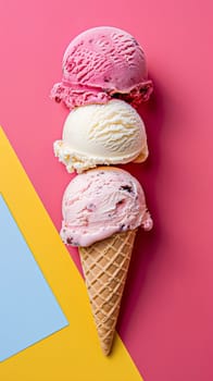 Ice cream colourful summer treat, sweet dessert in summertime, holiday food idea