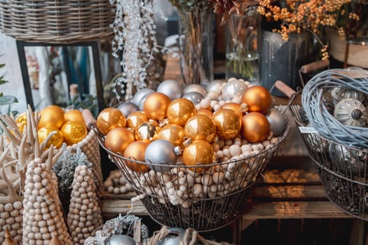 Lovely holiday-themed decor enhancing the store counter. High quality photo