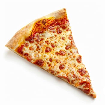 Pizza slice isolated on white background, online delivery from pizzeria, take away and fast food concept