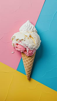 Ice cream colourful summer treat, sweet dessert in summertime, holiday food idea