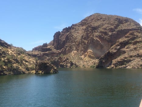 Tranquil Scene, Canyon Lake, Arizona. View from Boat. Water recreation in the Arizona desert. High quality photo