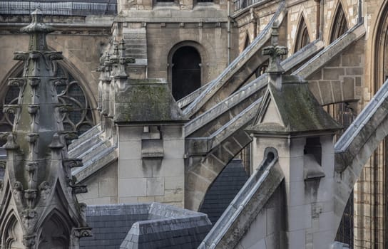 France, Paris - Jan 03, 2024 - The ancient church of Saint-Germain-l'Auxerrois in Paris. Exterior Architecture of Roman Catholic Church, Space for text, Selective focus.