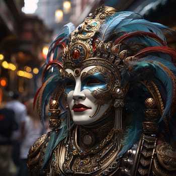 Photography: Unidentified people with Venetian carnival mask in Venice, Italy. The Carnival of Venice is one of the biggest carnival in the world.