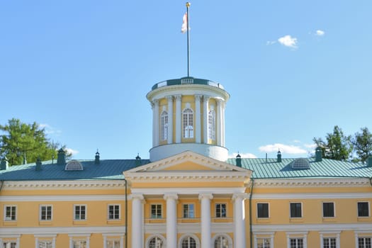 Krasnogorsk, Russia - 1 May. 2024. The Grand Palace in the Arkhangelskoye Estate Museum. Historical building