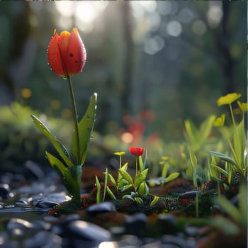 Photography: tulips. a bulbous spring-flowering plant of the lily family, with boldly colored cup-shaped flowers.