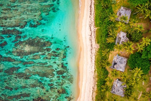 Palmar beach on the east coast, Indian Ocean, Mauritius Island. Palmar beach with turquoise sea and beautiful white sandy beach, Mauritius Island.