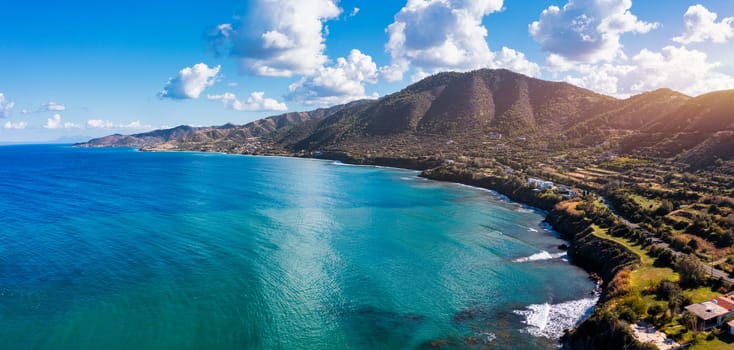 Small local harbor with colorful fishing boats at Pomos,Cyprus. Aerial view of Pomos fishermans harbour in Cyprus.