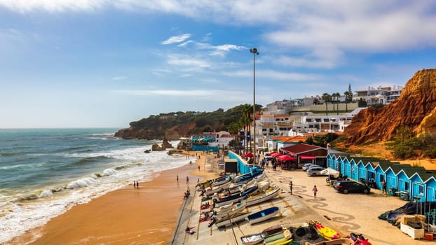 Amazing view of town Olhos de Agua in Albufeira, Algarve, Portugal. Coastal view of town Olhos de Agua, Albufeira area, Algarve, Portugal.