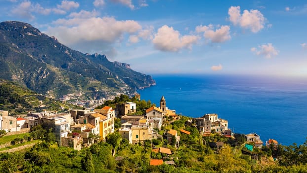View of Ravello village on the Amalfi Coast in Italy. Fantastic view of the Amalfi coast. Ravello, Italy. 