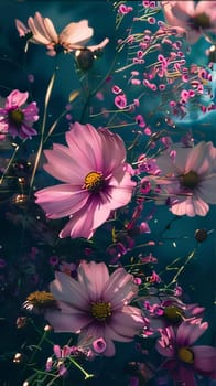 Photography: Cosmos flowers in the garden. Floral background. Nature.