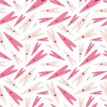 Pink Valentine's Day pattern with cute cartoon cool hearts